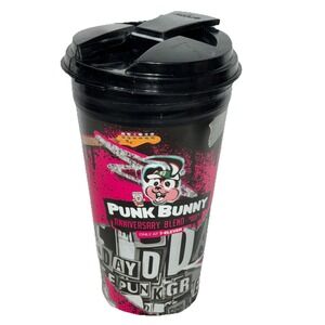 7-Eleven Green Day Punk Bunny Anniversary Blend Travel Mug Coffee Cup Black Pink